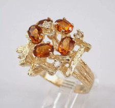 3 Ct Oval Cut Lab-Created Citrine Cluster Engagement Ring 14K Yellow Gold Plated