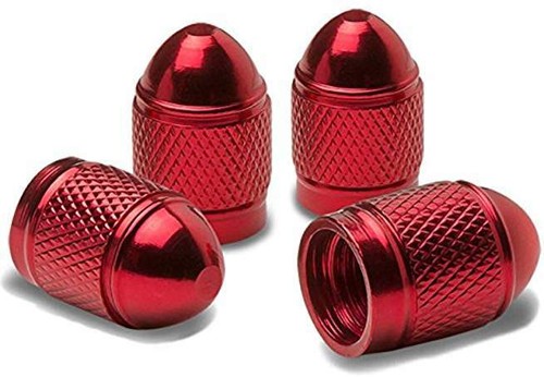 4x Universal Car Motorcycle Wheel Tire Valve Cap Seal Red Bullet Shaped Air Dust - Picture 2 of 5