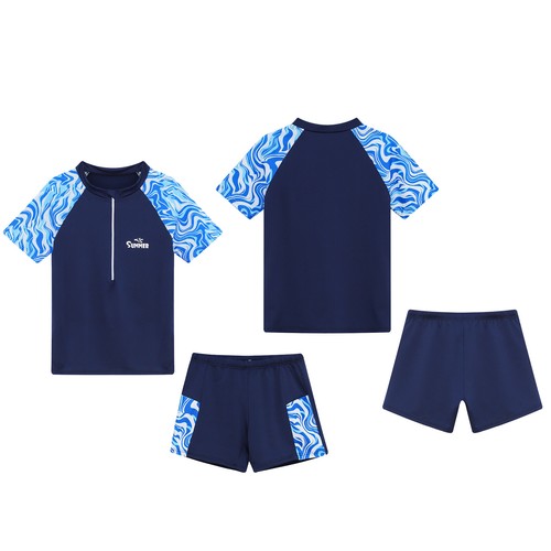 Kids Boys Daily Wear Swimming Tracksuits 2 Piece Activewear Short Sleeve Beach - Picture 5 of 30