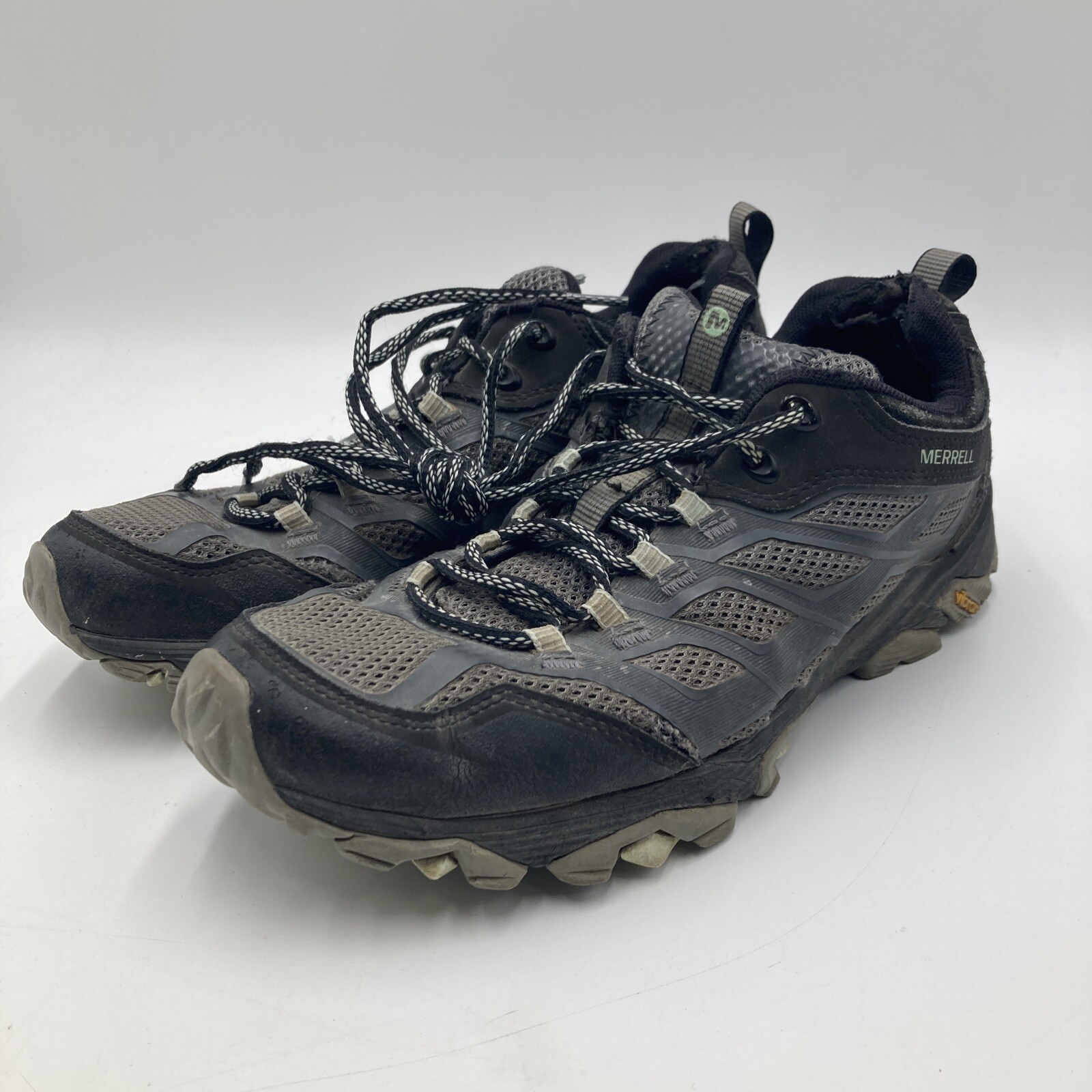 Merrell Vibram Trail Hiking Shoes Mens 10 Black Gray Gem