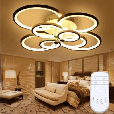 Modern 8 Lights LED Ceiling Light w/Remote Dimmable Chandelier Pendant Fixture