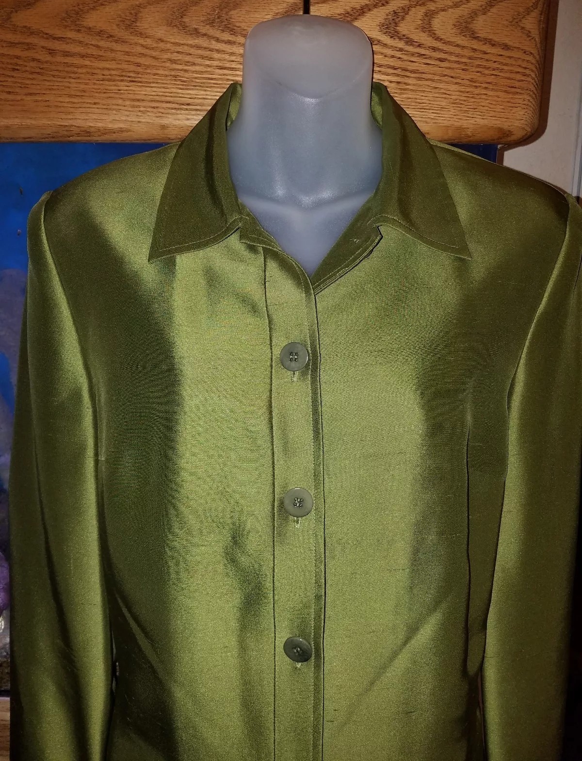 Sandra King Moda Seta New Moss Silk Suit Size 6 image 2