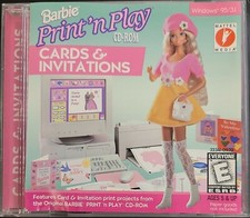 Barbie Print  n Play Cd-Rom Windows 95 1996, Mattel Media 