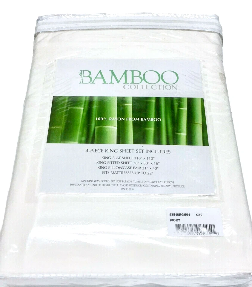 Juego de sábanas Ivory King Cool de sarga de bambú X-DEEP Caro Home Environment Parent Co Foto 2 de 4