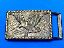 Majestic American Eagle Flying Over Mountains Patriotic Usa Belt Buckle
