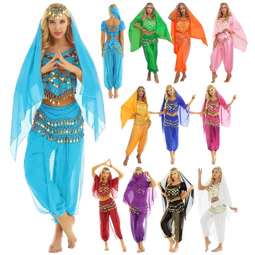 Damen Tanzbekleidung Laterne Kostüm Harem Outfit Cosplay Tanz Schal Bauch Sets - Bild 6 von 139