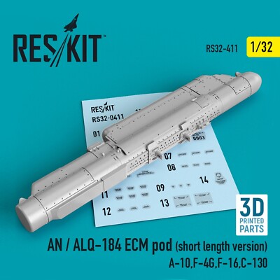 ResKit RS32-0411 1:32 AN/ALQ-184 ECM pod short length vers. A-10,F-4G,F-16,C-130