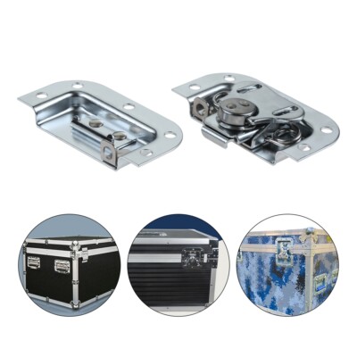 Serrures Papillon à Ressort - Latch Argenté Métal 2 Trous Pour Flight Case - Environ 82x77 Mm - Neuf
