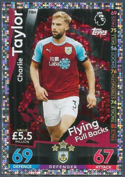 TOPPS MATCH ATTAX EXTRA 2018-19- #FB04-BURNLEY-CHARLIE TAYLOR 