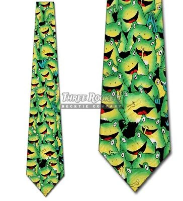 Frog Tie Allover Frogs Neckties Mens Green Neck Tie Brand New - Image 1 of 3