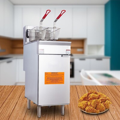Hakka Commercial Gas Deep Fryer Propane 4 Burners 50lb Fryer 120000 BTU 2 Basket