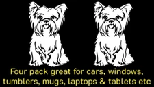2 Pack Yorkie - White Vinyl Decals Car Window laptop notebook Tumblers Mugs Cups