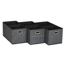 Household Essentials, Black Mix 6 Pack Fabric Storage Bins with Handle