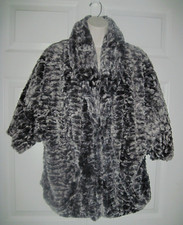 Jolt Luxurious Fuzzy Faux Fur Jacket Gray Black & White Soft Size Large New