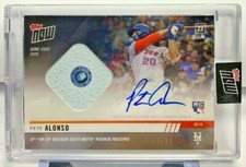 Pete Alonso 2019 Topps Now #422 GU Base Relic RC Autograph Auto #d 98/99 NY METS