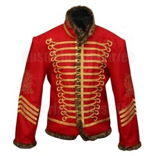 Men's Napoleonic Wool Hussar Military Uniform Tunic Pelisse Jimi Hendrix Jacket