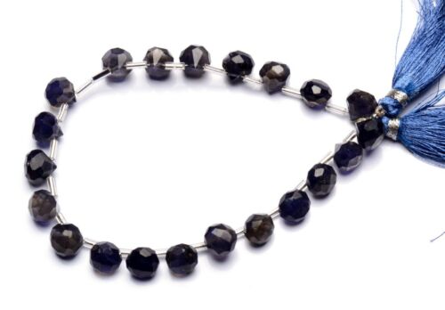 Natürlicher Edelstein Iolith, 7,5 mm Größe, facettierte Zwiebelform-Perlen,... - Foto 1 di 3