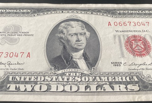 Series 1963 $2 - Red Seal - United States Note - AU+ - See Images - Picture 3 of 8