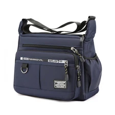Men's Shoulder Bag Business Casual Crossbody Bag Waterproof Multi Pocket Design 