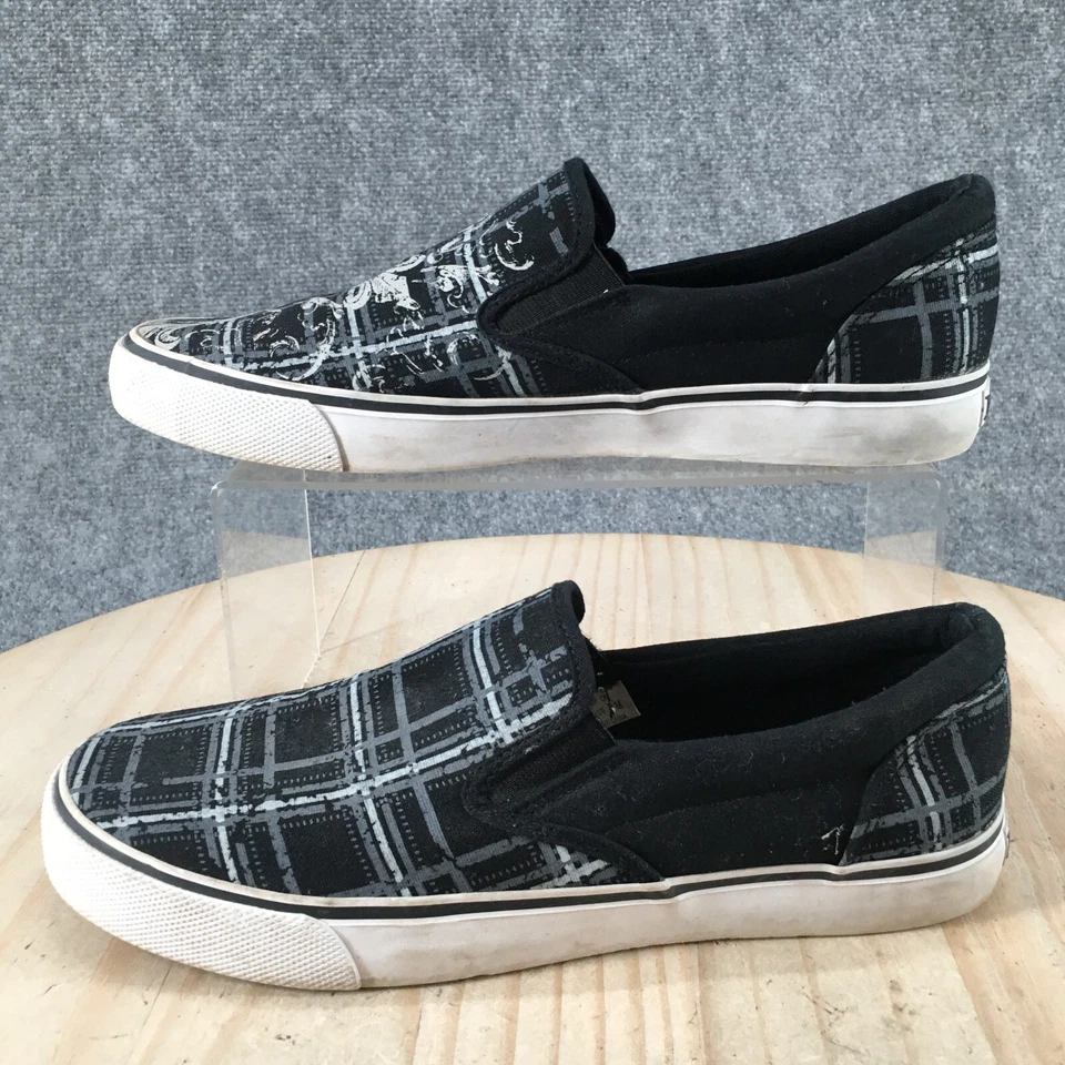 Tênis Draven Masculino 8 M Slip On Cinza Xadrez Lona Conforto Casual Top Baixo - Imagem 2 de 4