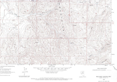 Welches Canyon, Nevada 1968 Vintage USGS Topo Map 7.5 Quadrangle Topographic