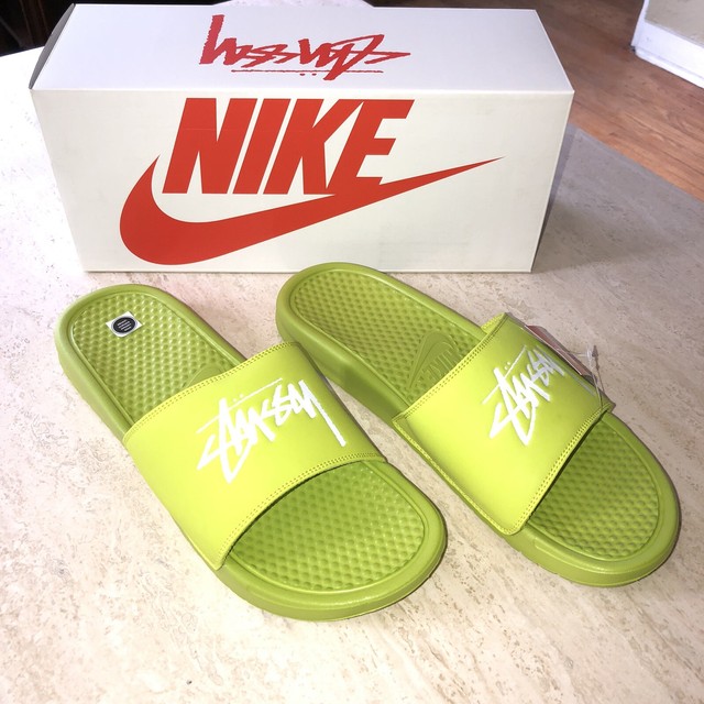 Nike Benassi / Stussy Slides. Stussy Volt. Bright Cactus / White. Mens 12. | eBay
