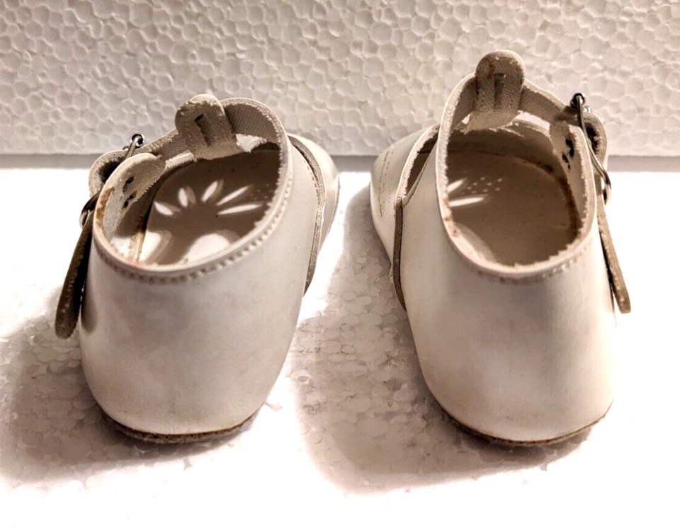 Zapatos Vintage Bebé Niñas Zapatos Blanco Talla 6 - 12 Meses - 1980 Foto 4 de 4