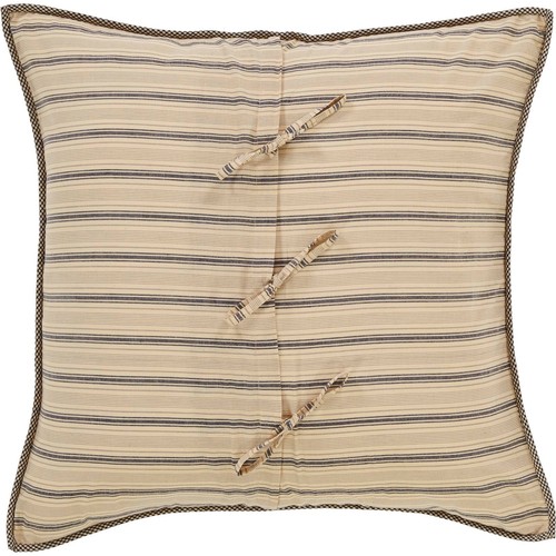 Euro Sham Hand Quilted Patchwork Charcoal Gray Cream Stripes Checks Sawyer Mill - Picture 5 of 7