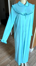 Vtg Frilly Montgomery Ward Nightgown Long Maxi Blue Full Zip S 10/12 b13