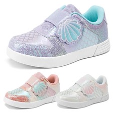 Toddler Girls School Fashion Sneakers Sparkly Shiny Lightweight Athletic Shoes