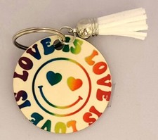 2-inch Double Sided Rainbow Keychain "Love Is Love"