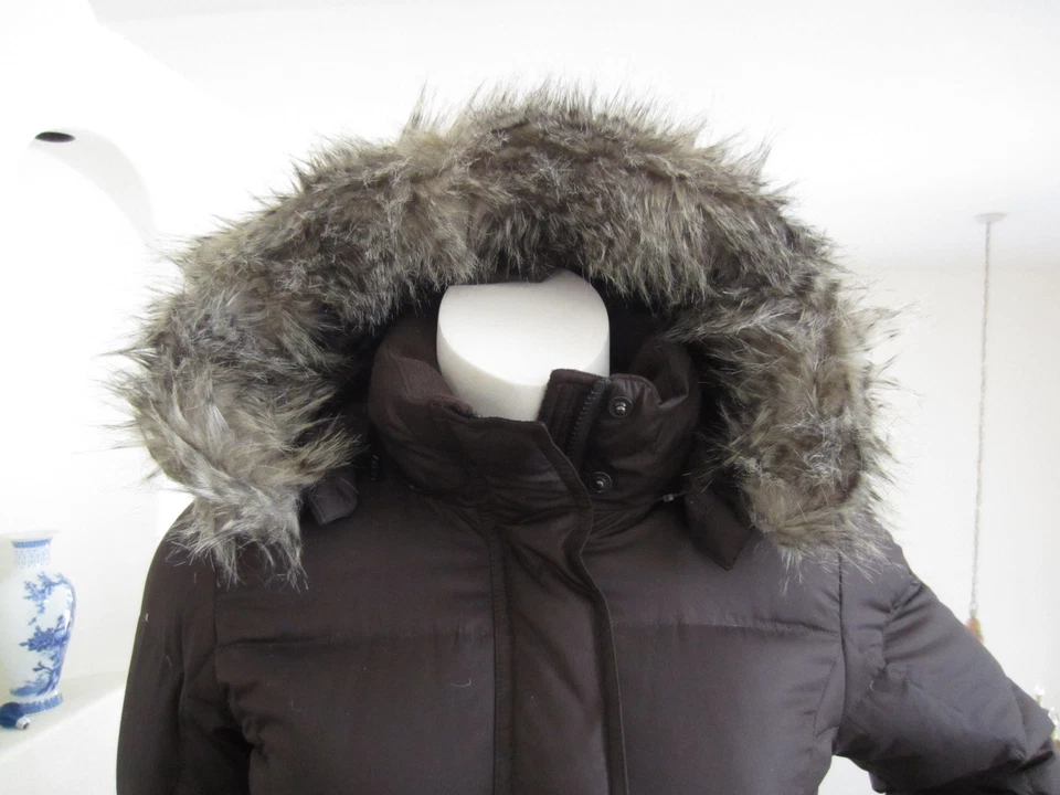 Abrigo Parka Eddie Bauer Mujer 650 Relleno Lona Marrón Cacao Talla Pequeña PS Foto 2 de 4