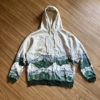 Modish Rebel Mont Blanc Mountain Graphic Hoodie Mens Small Cream Landscape AOP