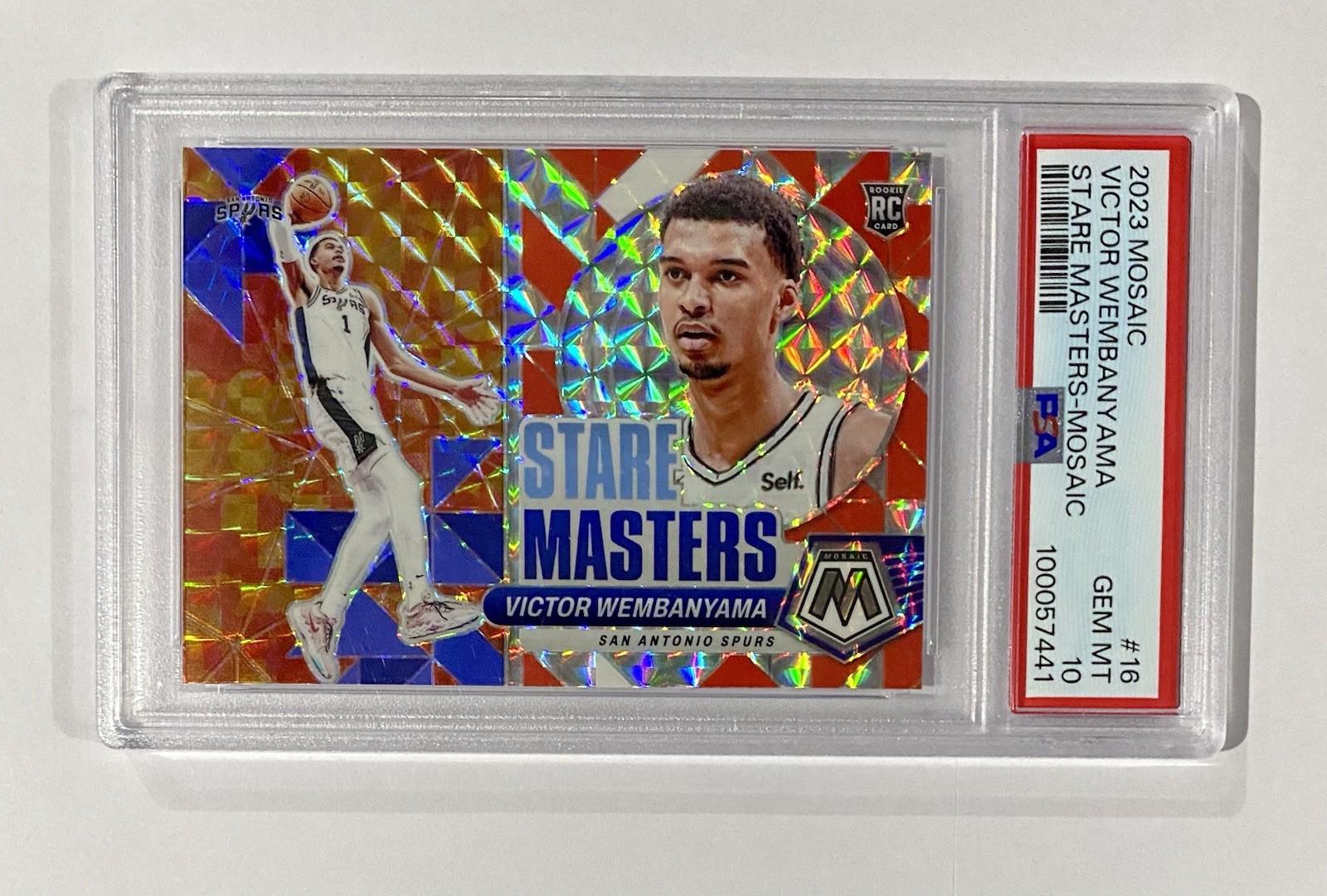 2023 Mosaic Victor Wembanyama Stare Masters Mosaic Prizm #16 RC PSA 10 Spurs