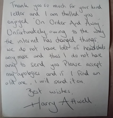 ORIGINAL HANDGESCHRIEBENER BRIEF HARRY ATTWELL Maleficent, auf Bestellung und weg