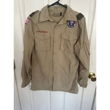 Boy Scouts Of America BSA Long Sleeve 100 Supplex Nylon Beige Size Youth Large