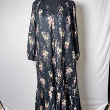 Tuckernuck Onyx Falling Flowers Cotton Tiered Maxi Dress Womens L