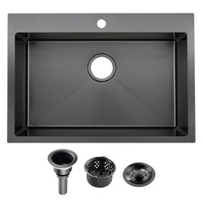 28x18 Inch Black Drop In Kitchen Sink, Stainless Steel Square RV Laundry Util...