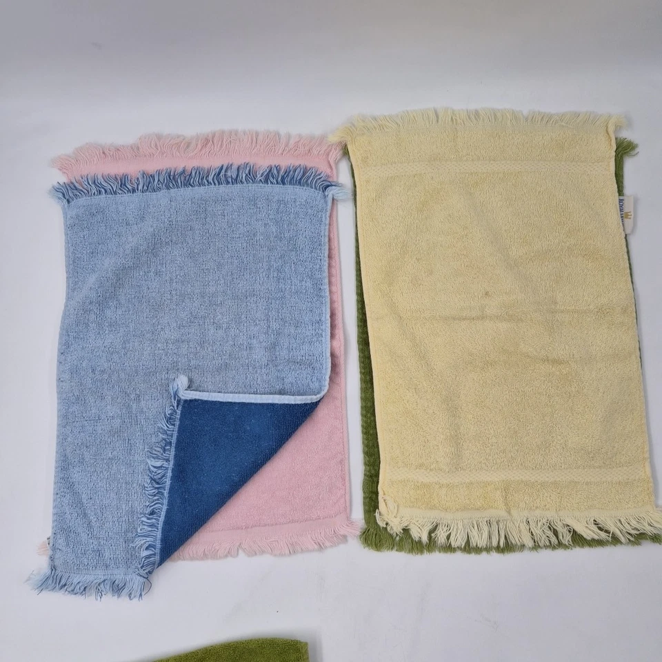 Винтажные полотенца для рук MCM авокадо зеленая сова бахрома горчичный желтый США середина века деко - Изображение 3 из 4