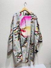 Vintage Japanese Kimono Silk Robe 1940s 50s Abstract