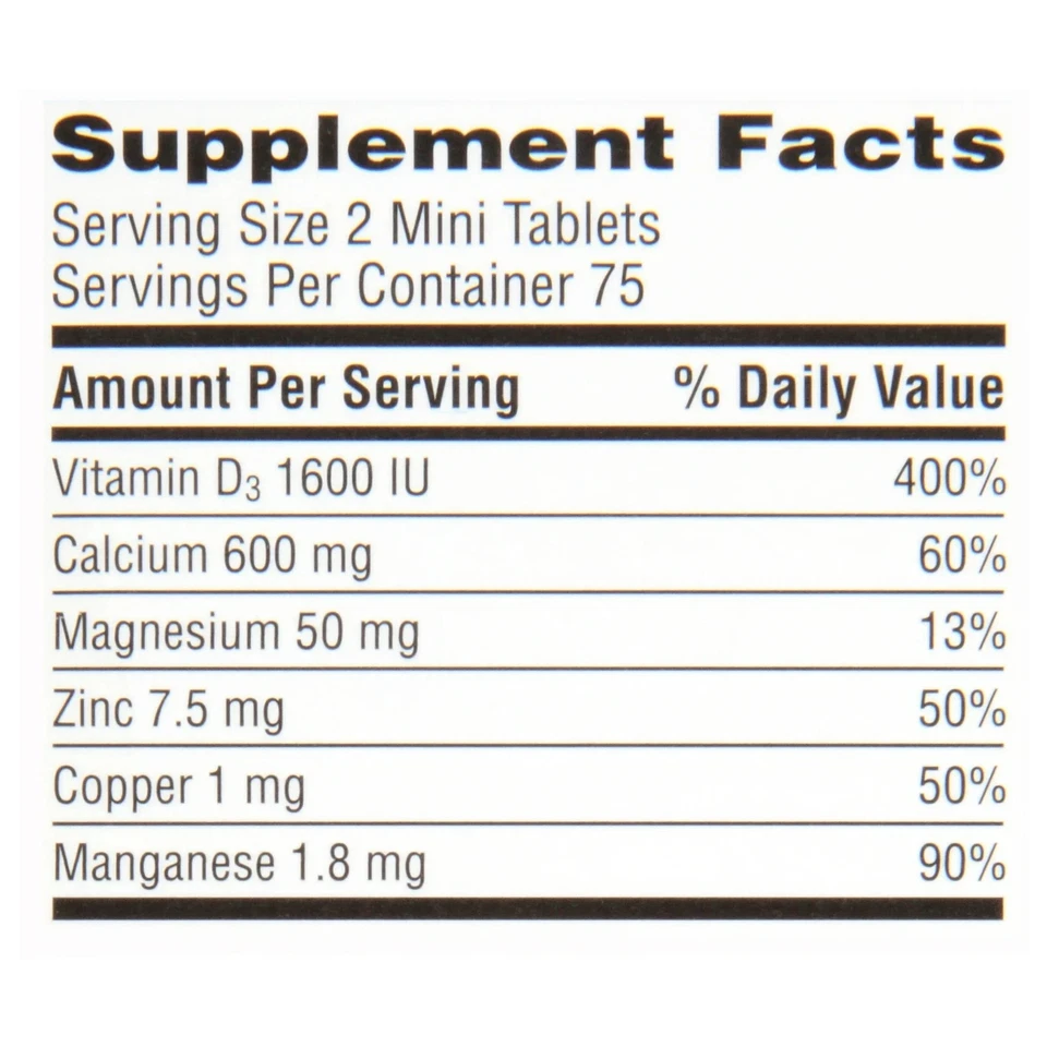 Mini Tabletas Caltrate 600+D3 plus Minerals Calcio, 150 Ct Foto 2 de 4