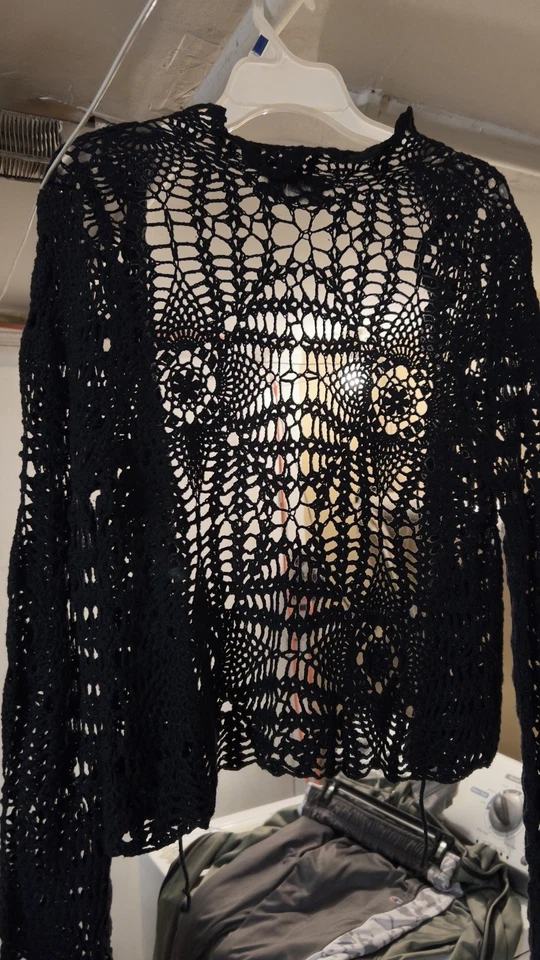 复古 Extra Point By Reference Point 女式针织毛衣黑色 M 码 — 第 3/3 张图片