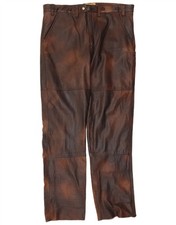 il Lago Pantalone Uomo Pelle Dritto W40 L33 Marrone Tie Dye Pelle AQ19