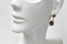 14K Yellow Gold Amethyst Drop Earrings 2G