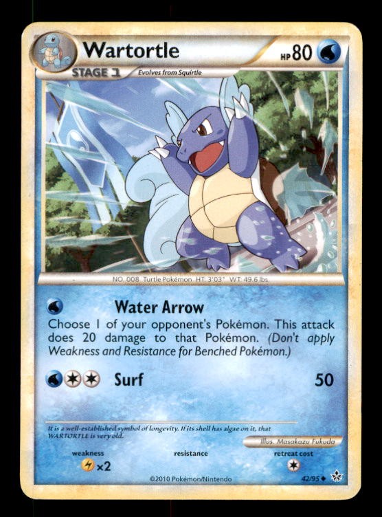 Wartortle 42/95 Uncommon HGSS Unleashed Pokemon Moderately Played