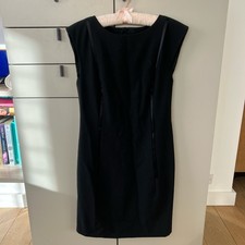 Prada Black Vintage Sleeveless Sheath Dress Size 38 100% Lana Wool Made in Italy