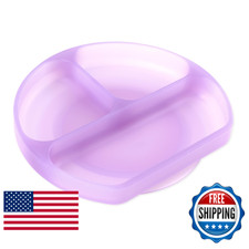 Bumkins Silicone Suction Plate, Divided Grip Dish - Baby Led Weaning, 6M Purple