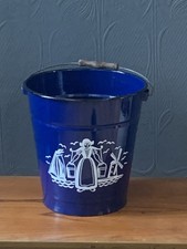 Vintage/antique Dutch blue illustrated enamel milk bucket
