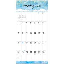 2027 Calendar - 2027 Wall Calendar, Jan. 2027 12" x 24", Blue 2027