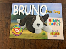 TY Beanie Baby BBOC **CARD ~Series1 Common ~BRUNO the Dog ~Mint 